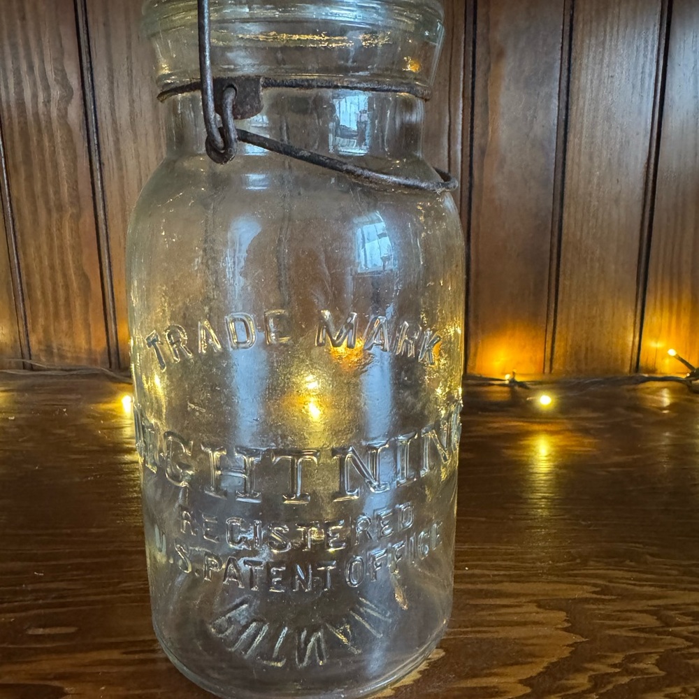 Vintage Clear Glass Jar with Metal Handle